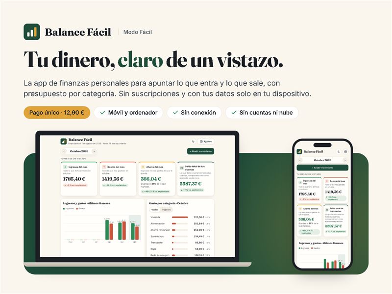 Balance Fácil · App de finanzas personales de pago único