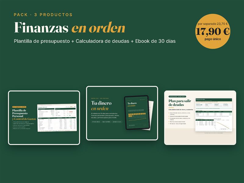 Pack Finanzas: Presupuesto + Deudas + Ebook